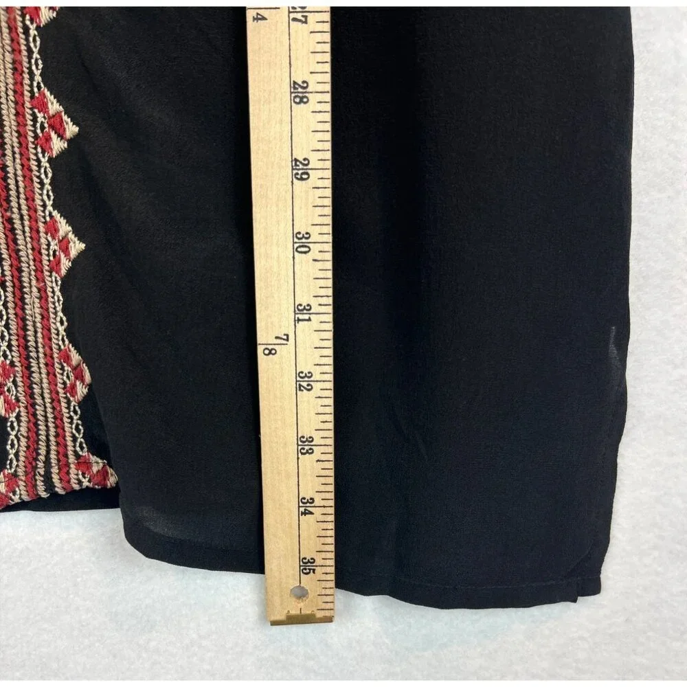 Johnny Was Black Embroidered Floral Silk Tunic Dress Womens S Artemis - Picture 12 of 13